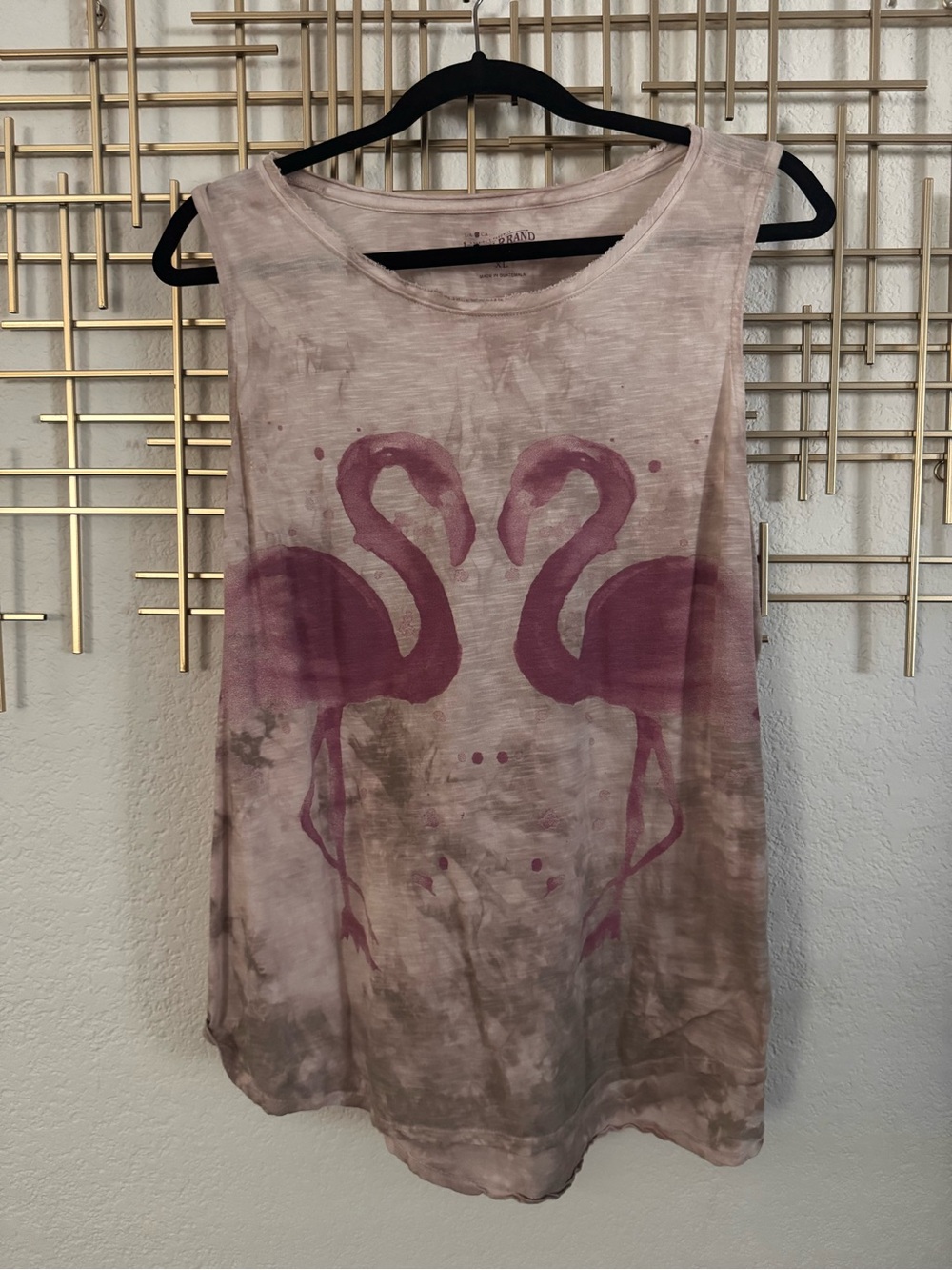 Lucky Brand Pink Tie-Dye Flamingo Tank